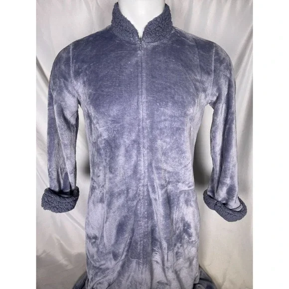Natori Purple Plush Sherpa Zip Caftan Lounger Robe Women's XS - Picture 5 of 12